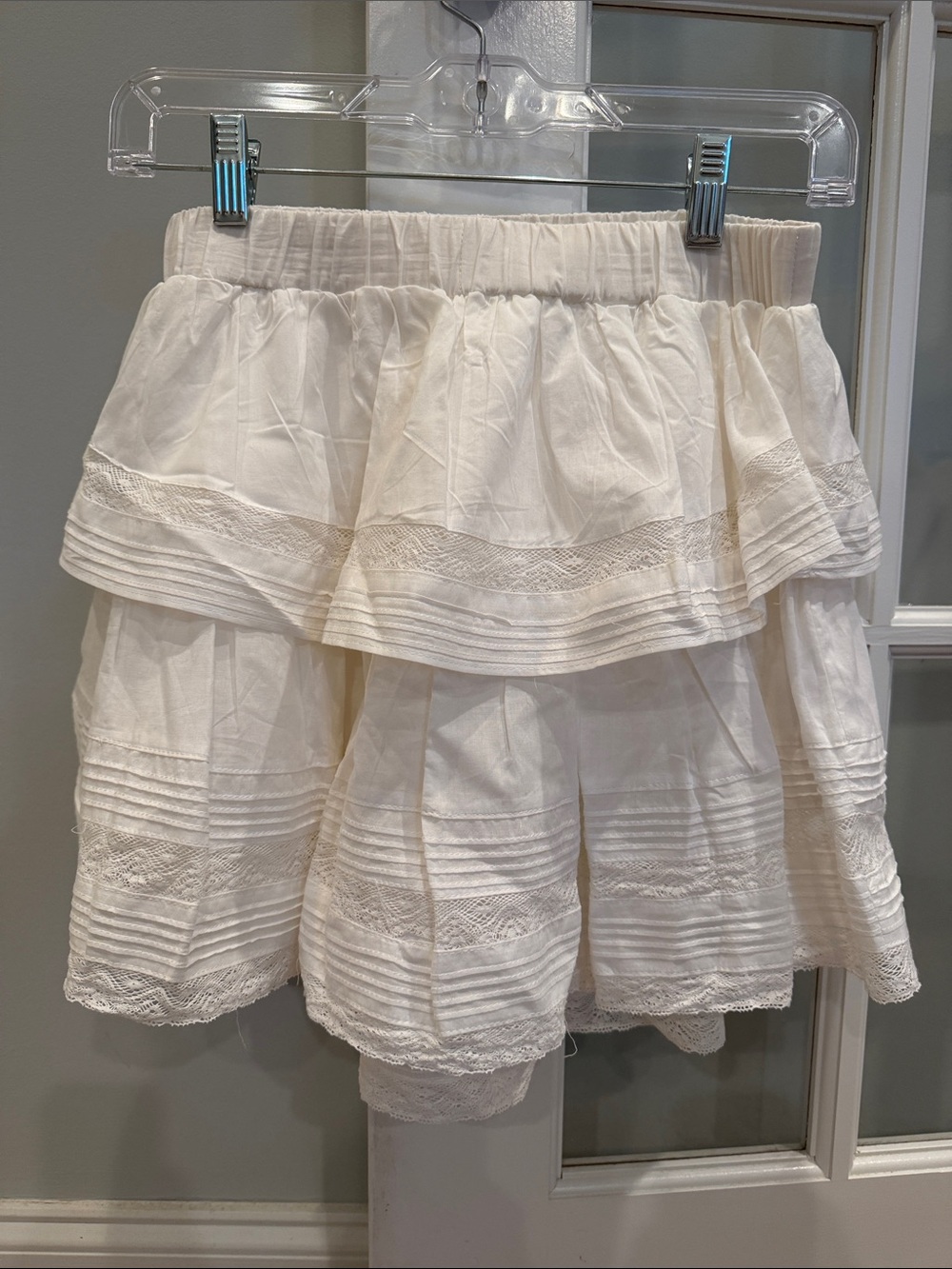 Mable Women's Tiered Eyelet Skirt - white small